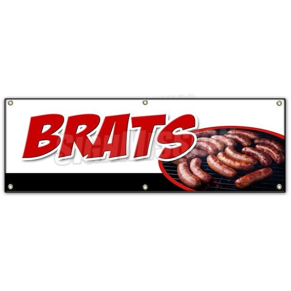BRATS BANNER SIGN bratwurst beer wisconsin cheese grilled battered
